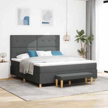ARDEBO.de - Boxspringbett mit Kopfteil Dunkelgrau 200 x 180 cm Stoff