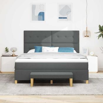 Boxspringbett mit Kopfteil Dunkelgrau 200 x 180 cm Stoff