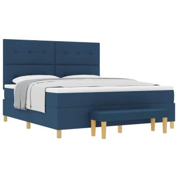 Boxspringbett mit Kissen mit Kopfteil Blau 200 x 180 cm Stoff