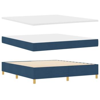 Boxspringbett mit Kissen mit Kopfteil Blau 200 x 180 cm Stoff