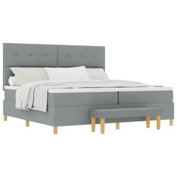 Boxspringbett mit Kopfteil Hellgrau 200 x 200 cm Stoff