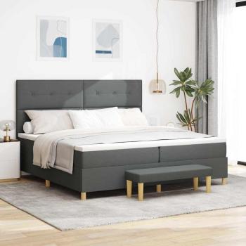 ARDEBO.de - Boxspringbett mit Kopfteil Dunkelgrau 200 x 200 cm Stoff