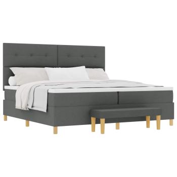 Boxspringbett mit Kopfteil Dunkelgrau 200 x 200 cm Stoff