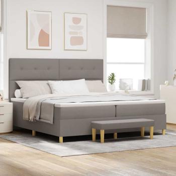 ARDEBO.de - Boxspringbett mit Kopfteil Taupe 200 x 200 cm Stoff