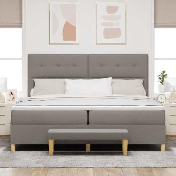 Boxspringbett mit Kopfteil Taupe 200 x 200 cm Stoff