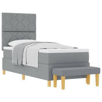 Boxspringbett mit Kopfteil Hellgrau 200 x 80 cm Stoff