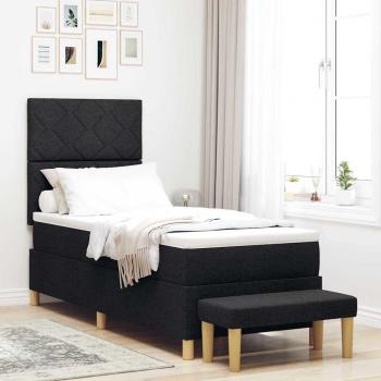 ARDEBO.de - Boxspringbett mit Kissen mit Kopfteil Schwarz 200 x 80 cm Stoff