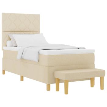 Boxspringbett mit Kissen mit Kopfteil Creme 190 x 90 cm Stoff