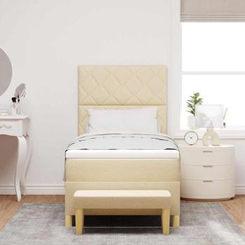 Boxspringbett mit Kissen mit Kopfteil Creme 190 x 90 cm Stoff