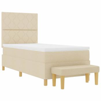 Boxspringbett mit Kissen mit Kopfteil Creme 190 x 90 cm Stoff