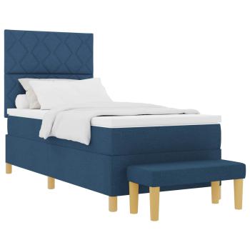 Boxspringbett mit Kopfteil Blau 190 x 90 cm Stoff