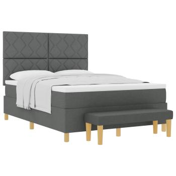 Boxspringbett mit Kopfteil Dunkelgrau 190 x 140 cm Stoff