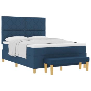 Boxspringbett mit Kissen mit Kopfteil Blau 200 x 160 cm Stoff