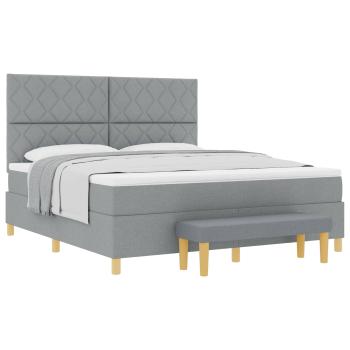 Boxspringbett mit Kopfteil Hellgrau 200 x 180 cm Stoff