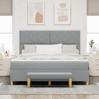 Boxspringbett mit Kopfteil Hellgrau 200 x 180 cm Stoff