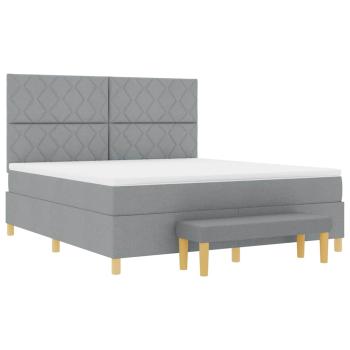 Boxspringbett mit Kopfteil Hellgrau 200 x 180 cm Stoff