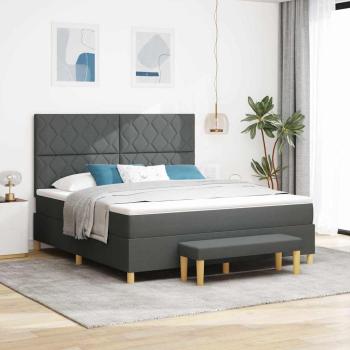 ARDEBO.de - Boxspringbett mit Kissen Dunkelgrau 200 x 180 cm Stoff