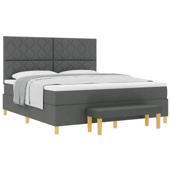 Boxspringbett mit Kissen Dunkelgrau 200 x 180 cm Stoff