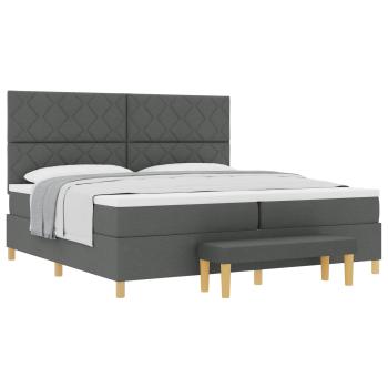 Boxspringbett mit Kopfteil Dunkelgrau 200 x 200 cm Stoff