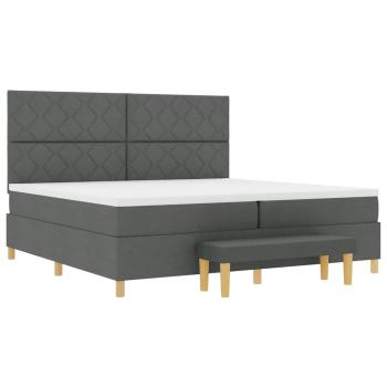 Boxspringbett mit Kopfteil Dunkelgrau 200 x 200 cm Stoff