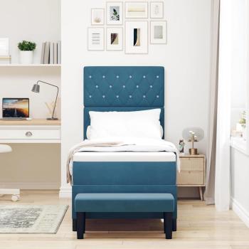 Boxspringbett mit Kissen Dunkelblau 200 x 80 cm Samt