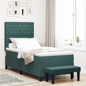 ARDEBO.de - Boxspringbett mit Kopfteil Dunkelgrün 190 x 90 cm Samt