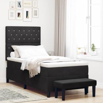 ARDEBO.de - Boxspringbett mit Kissen mit Kopfteil Schwarz 200 x 100 cm Samt