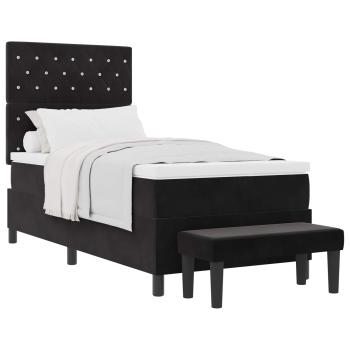Boxspringbett mit Kissen mit Kopfteil Schwarz 200 x 100 cm Samt