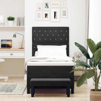 Boxspringbett mit Kissen mit Kopfteil Schwarz 200 x 100 cm Samt