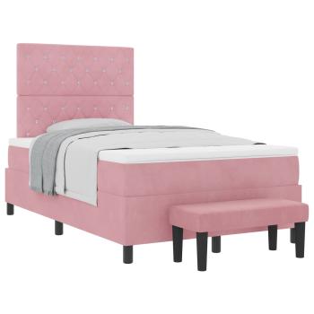 Boxspringbett mit Kopfteil Rosa 190 x 120 cm Samt