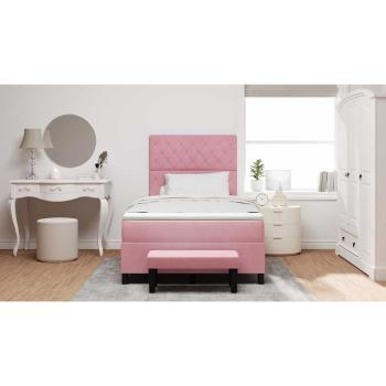 Boxspringbett mit Kopfteil Rosa 190 x 120 cm Samt