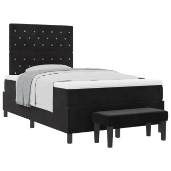 Boxspringbett mit Kopfteil Schwarz 200 x 120 cm Samt