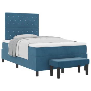 Boxspringbett mit Kopfteil Dunkelblau 200 x 120 cm Samt