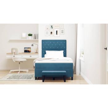 Boxspringbett mit Kopfteil Dunkelblau 200 x 120 cm Samt