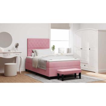 ARDEBO.de - Boxspringbett mit Kopfteil Rosa 200 x 120 cm Samt