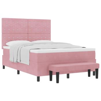 Boxspringbett mit Kopfteil Rosa 190 x 140 cm Samt