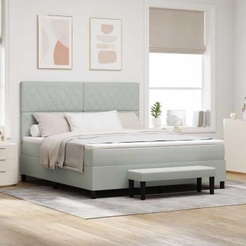 ARDEBO.de - Boxspringbett mit Kopfteil Hellgrau 200 x 180 cm Samt