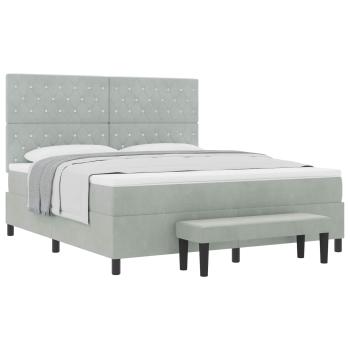 Boxspringbett mit Kopfteil Hellgrau 200 x 180 cm Samt