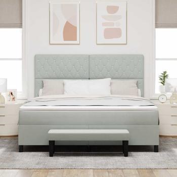 Boxspringbett mit Kopfteil Hellgrau 200 x 180 cm Samt