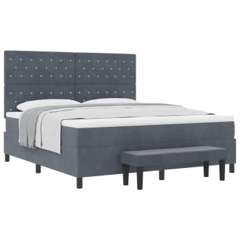 Boxspringbett mit Kopfteil Dunkelgrau 200 x 180 cm Samt