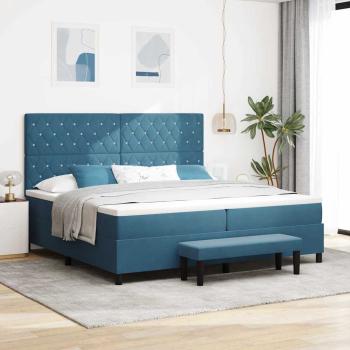 ARDEBO.de - Boxspringbett mit Matratze Dunkelblau 200 x 200 cm Samt