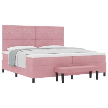 Boxspringbett mit Matratze mit Kopfteil Rosa 200 x 200 cm Samt