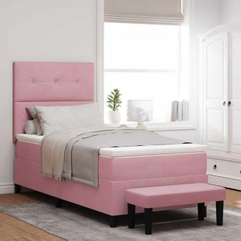 ARDEBO.de - Boxspringbett mit Kissen mit Kopfteil Rosa 190 x 90 cm Samt
