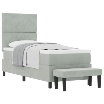 Boxspringbett mit Kopfteil Hellgrau 200 x 80 cm Samt