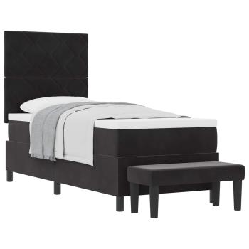 Boxspringbett mit Kopfteil Schwarz 200 x 80 cm Samt