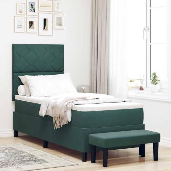 ARDEBO.de - Boxspringbett mit Kopfteil Dunkelgrün 200 x 80 cm Samt