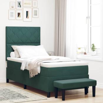 ARDEBO.de - Boxspringbett mit Kopfteil Dunkelgrün 190 x 90 cm Samt