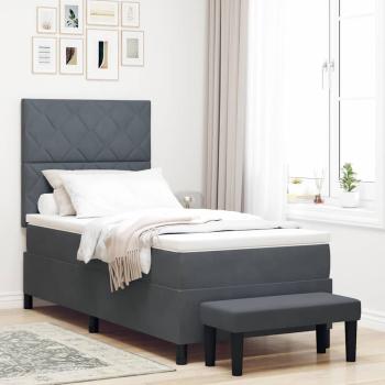 ARDEBO.de - Boxspringbett mit Kopfteil Dunkelgrau 200 x 90 cm Samt