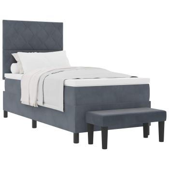 Boxspringbett mit Kopfteil Dunkelgrau 200 x 90 cm Samt