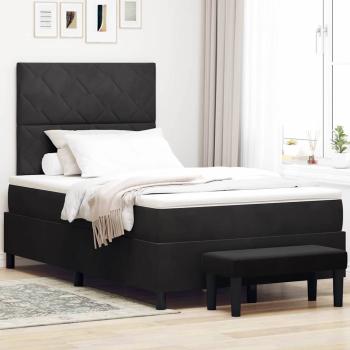 ARDEBO.de - Boxspringbett mit Kopfteil Schwarz 190 x 120 cm Samt